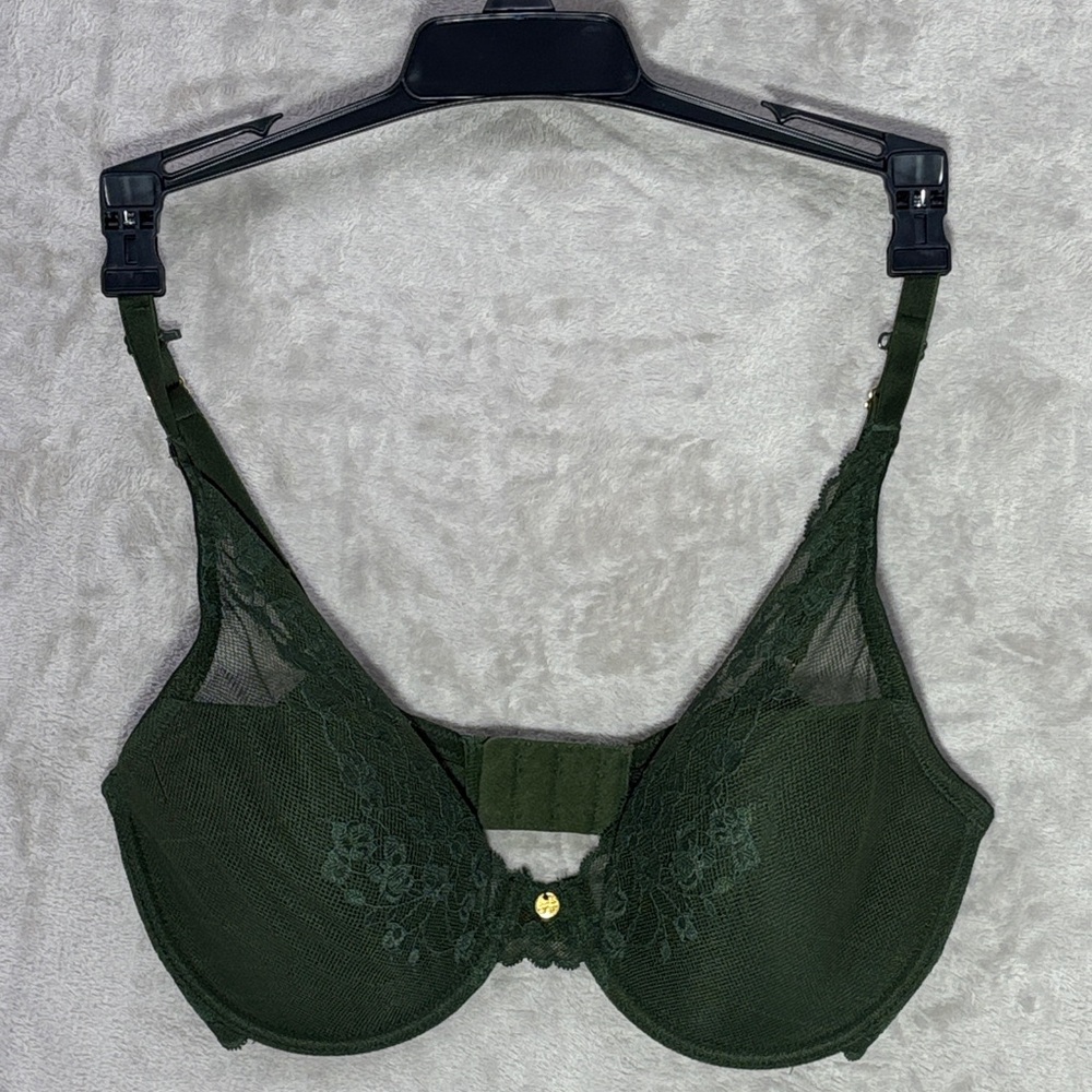 Natori Cherry Blossom Convertible Lace Bra in Dark Green Size 32DD